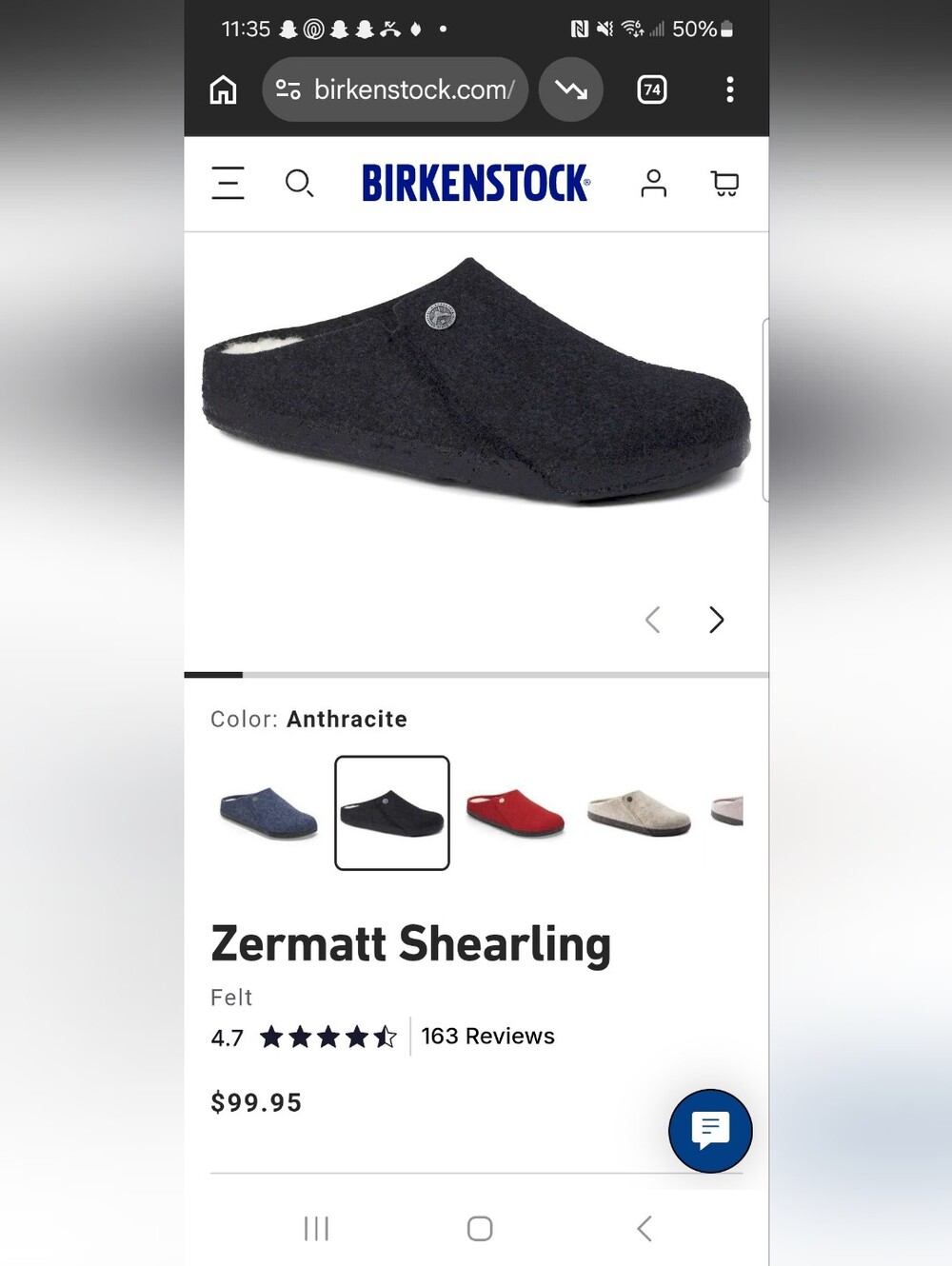 Birkenstock Anthracite Zermatt Shearling Felt Clog